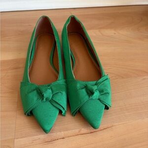 ASOS Bright Green Pointed Toe Bow Flats